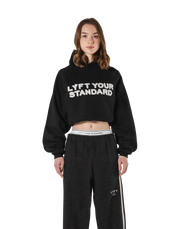 Pile Wappen Cropped Hoodie - Black