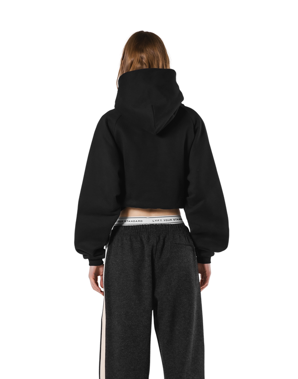 Pile Wappen Cropped Hoodie - Black