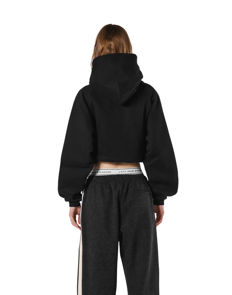 Pile Wappen Cropped Hoodie - Black