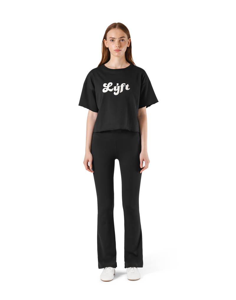 Old Logo Wide Cropped T-Shirt - Black