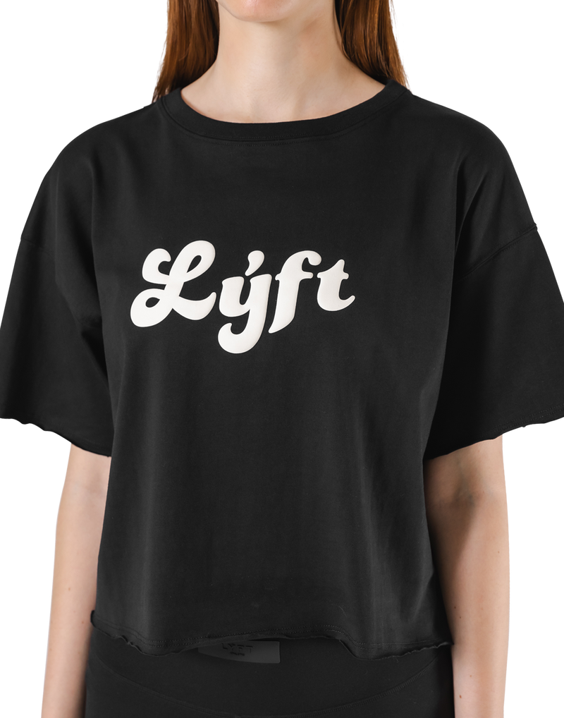 Old Logo Wide Cropped T-Shirt - Black