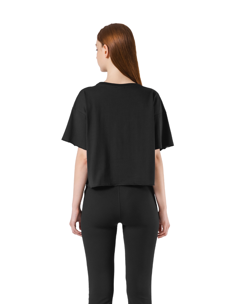 Old Logo Wide Cropped T-Shirt - Black