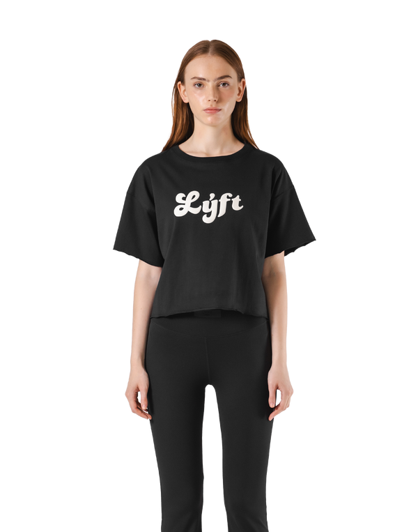 Old Logo Wide Cropped T-Shirt - Black