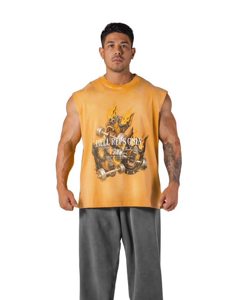 Triple Dog Graphic Vintage Tanktop - Yellow