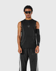 Round Pattern Waffle Nylon Stretch No Sleeve - Black