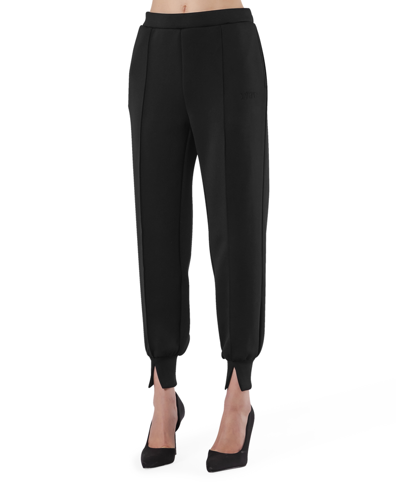 Double Knit Tapered Easy Pants - Black