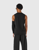 Round Pattern Waffle Nylon Stretch No Sleeve - Black