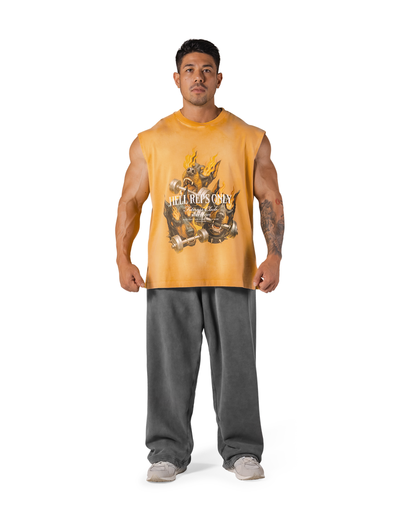 Triple Dog Graphic Vintage Tanktop - Yellow – LÝFT Triple Dog Graphic Vintage Tanktop - Yellow – LÝFT