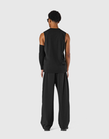 Round Pattern Waffle Nylon Stretch No Sleeve - Black