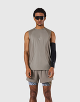Round Pattern Waffle Nylon Stretch No Sleeve - Beige