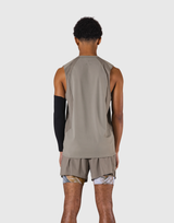 Round Pattern Waffle Nylon Stretch No Sleeve - Beige