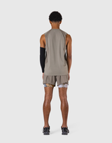 Round Pattern Waffle Nylon Stretch No Sleeve - Beige