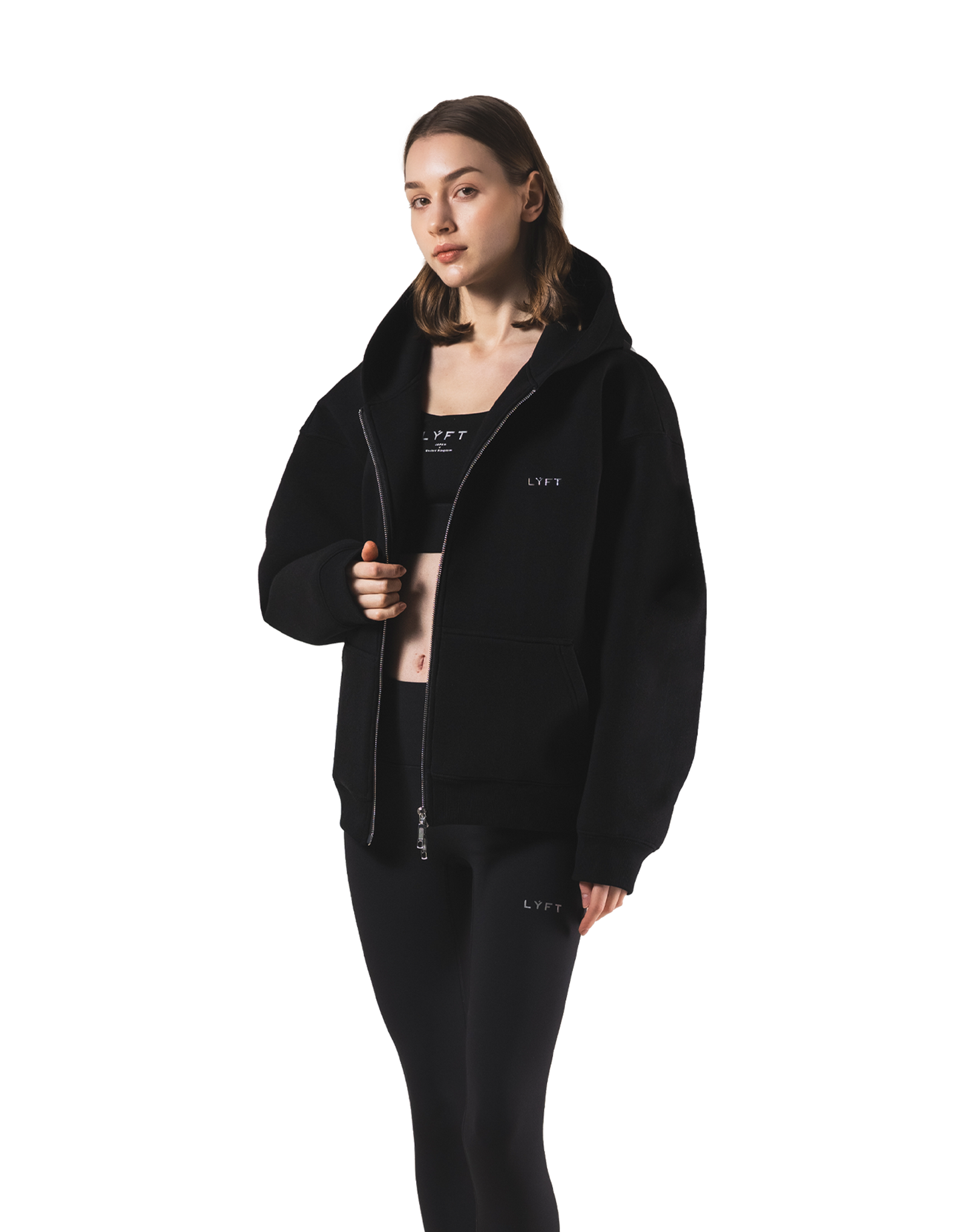 Double Face Zip-Up Hoodie - Black – LÝFT Double Face Zip-Up Hoodie - Black – LÝFT