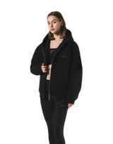 Double Face Zip-Up Hoodie - Black