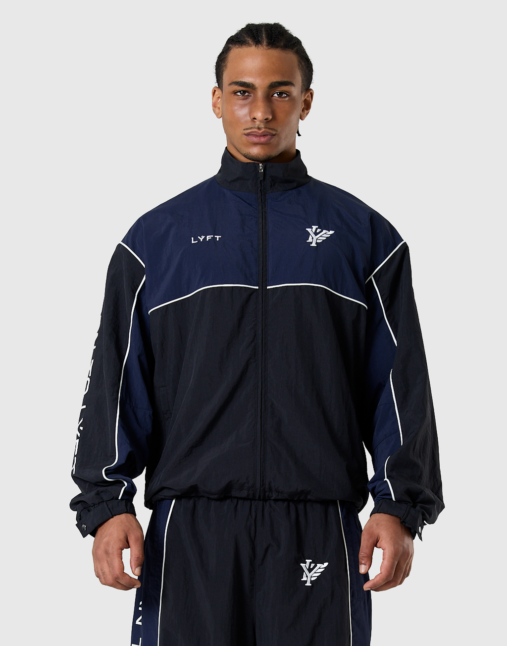 BORN TO LÝFT Racing Nylon Jacket - Navy