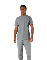 Back Mesh Stretch Slim T-Shirt - Grey