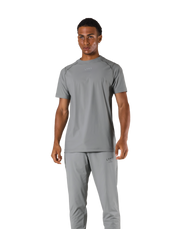 Back Mesh Stretch Slim T-Shirt - Grey