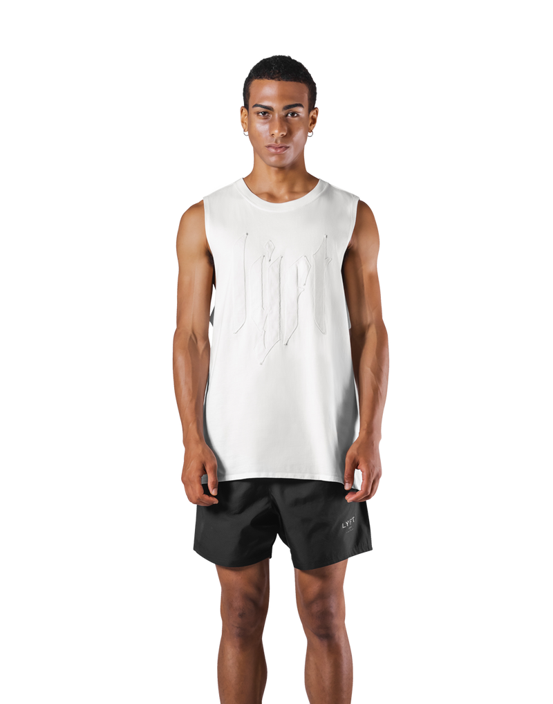 Quilt Patch Loose Fit Tanktop - White