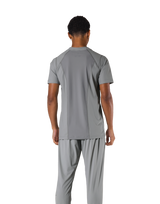 Back Mesh Stretch Slim T-Shirt - Grey