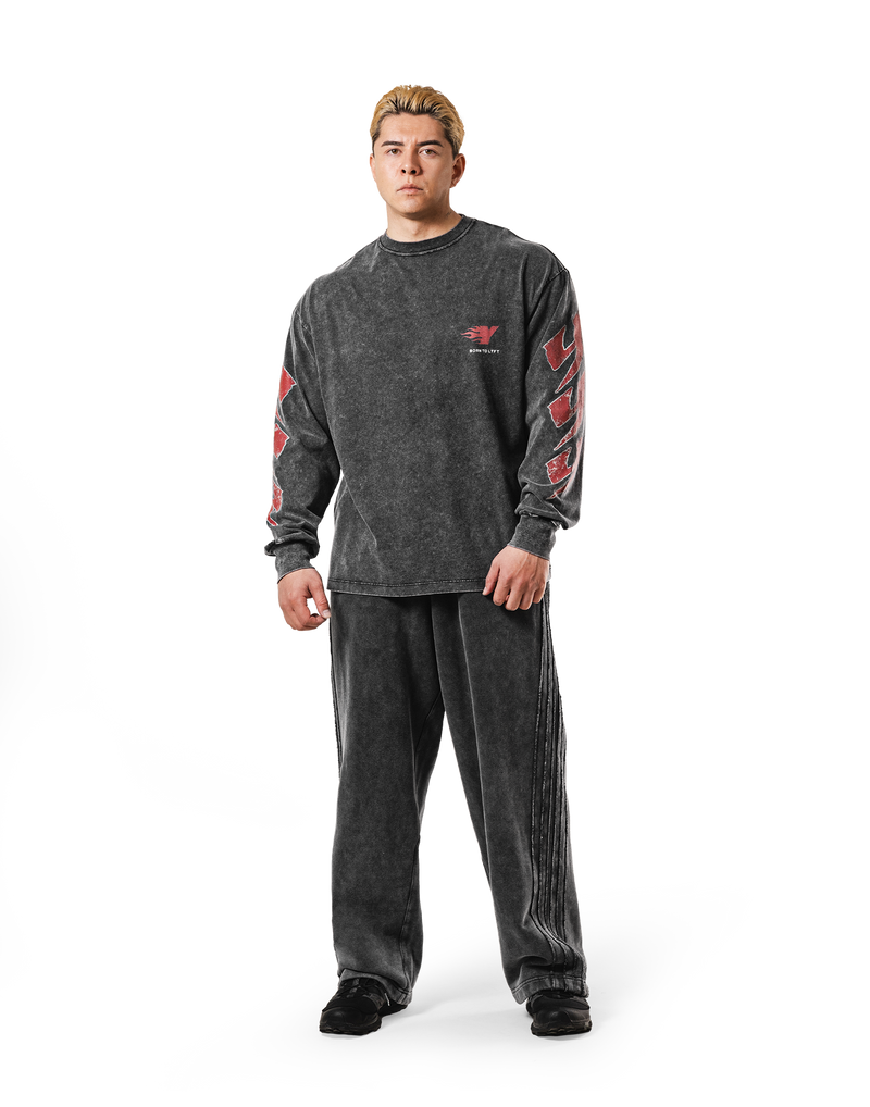 Fire Ý Graphic Long Sleeve T-Shirt - Black