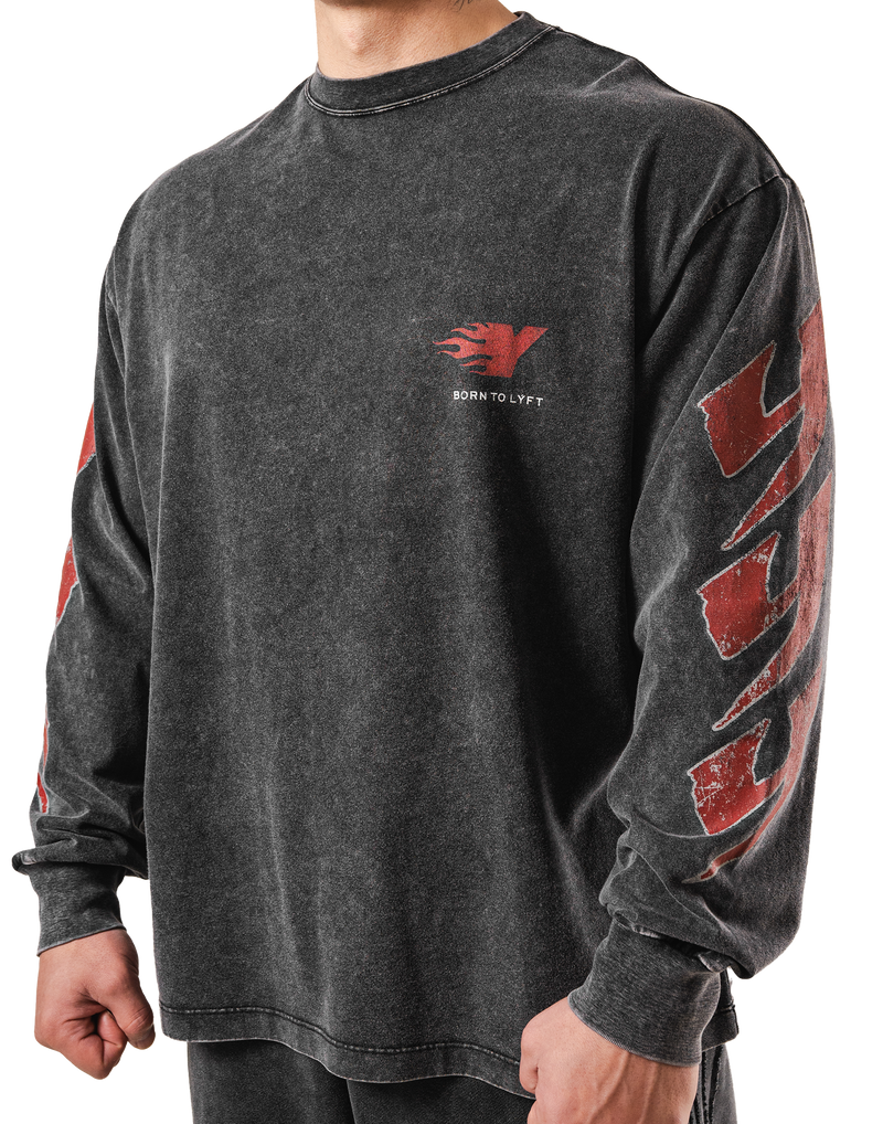 Fire Ý Graphic Long Sleeve T-Shirt - Black