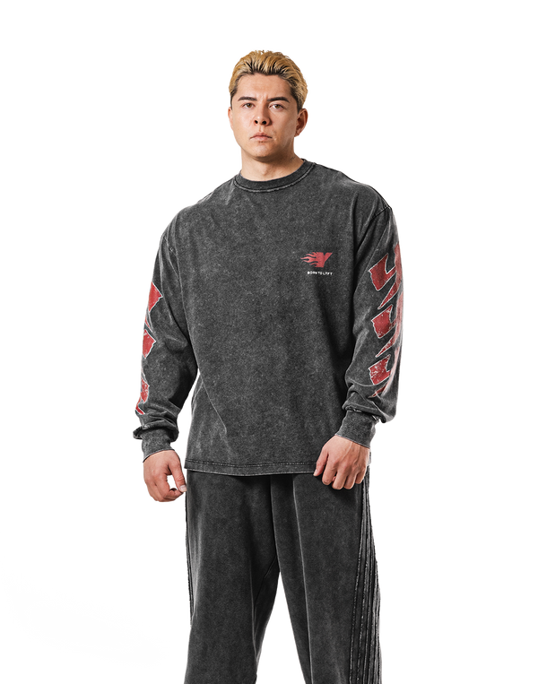 Fire Ý Graphic Long Sleeve T-Shirt - Black