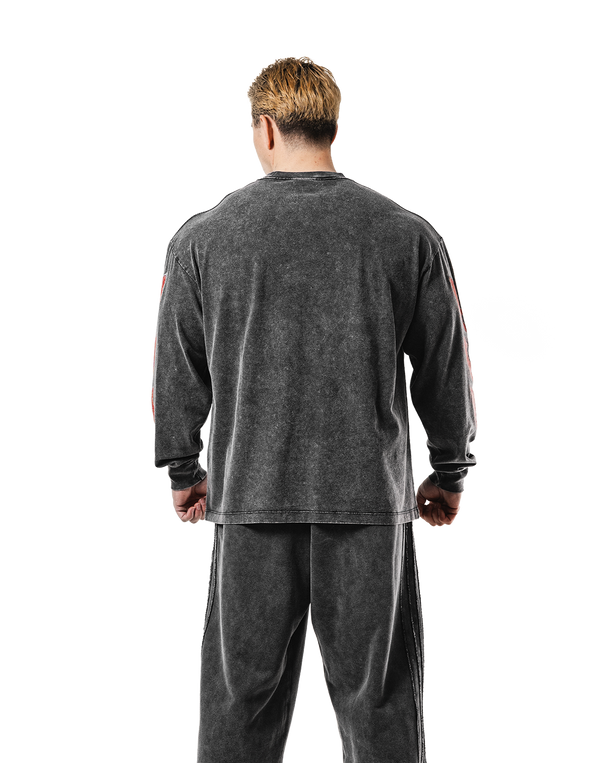 Fire Ý Graphic Long Sleeve T-Shirt - Black