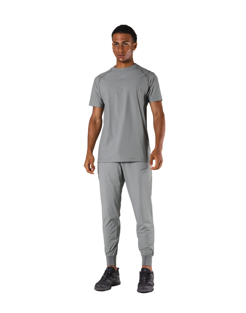 Back Mesh Stretch Slim T-Shirt - Grey