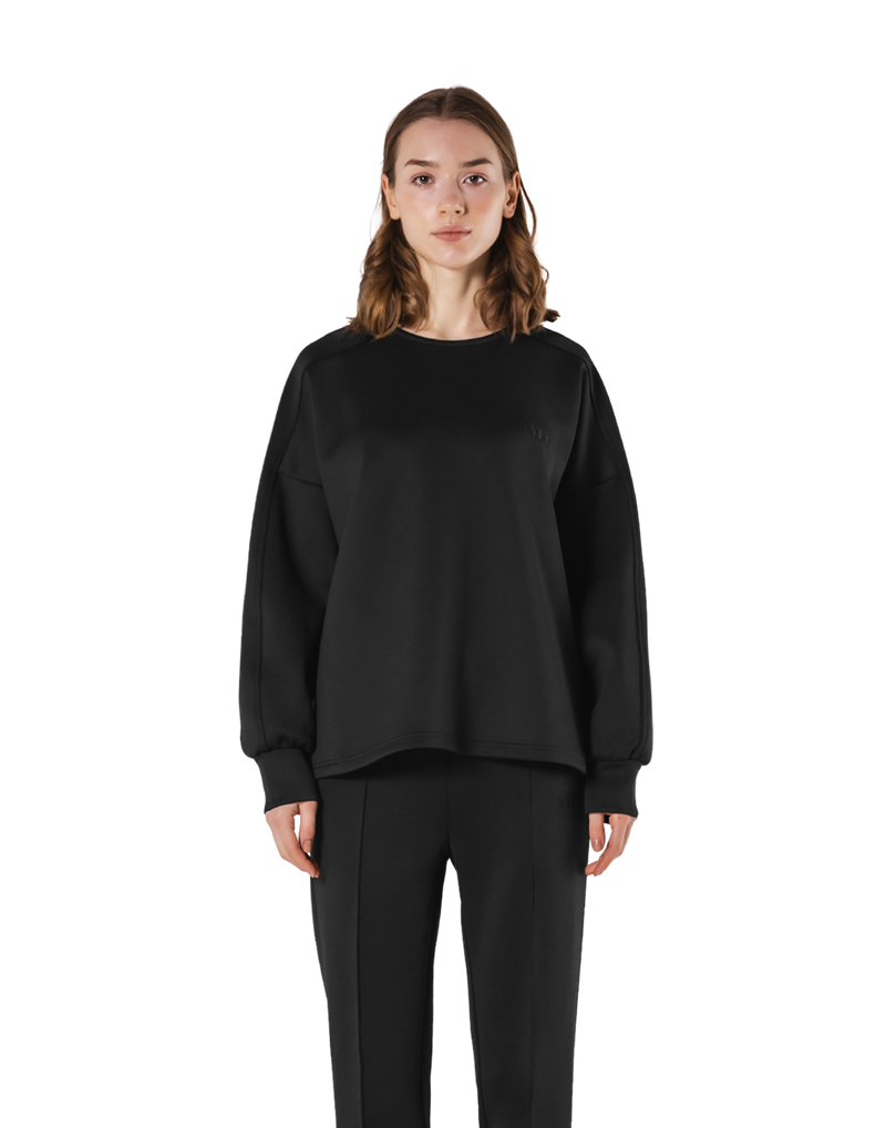 Double Knit Wide Pullover - Black