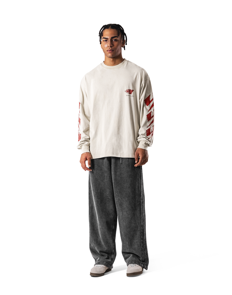 Fire Ý Graphic Long Sleeve T-Shirt - Ivory