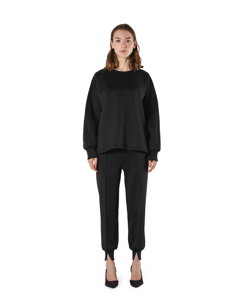 Double Knit Wide Pullover - Black