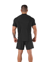 Back Mesh Stretch Slim T-Shirt - Black