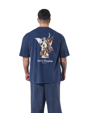 Statue Graphic Vintage Big T-Shirt - Navy