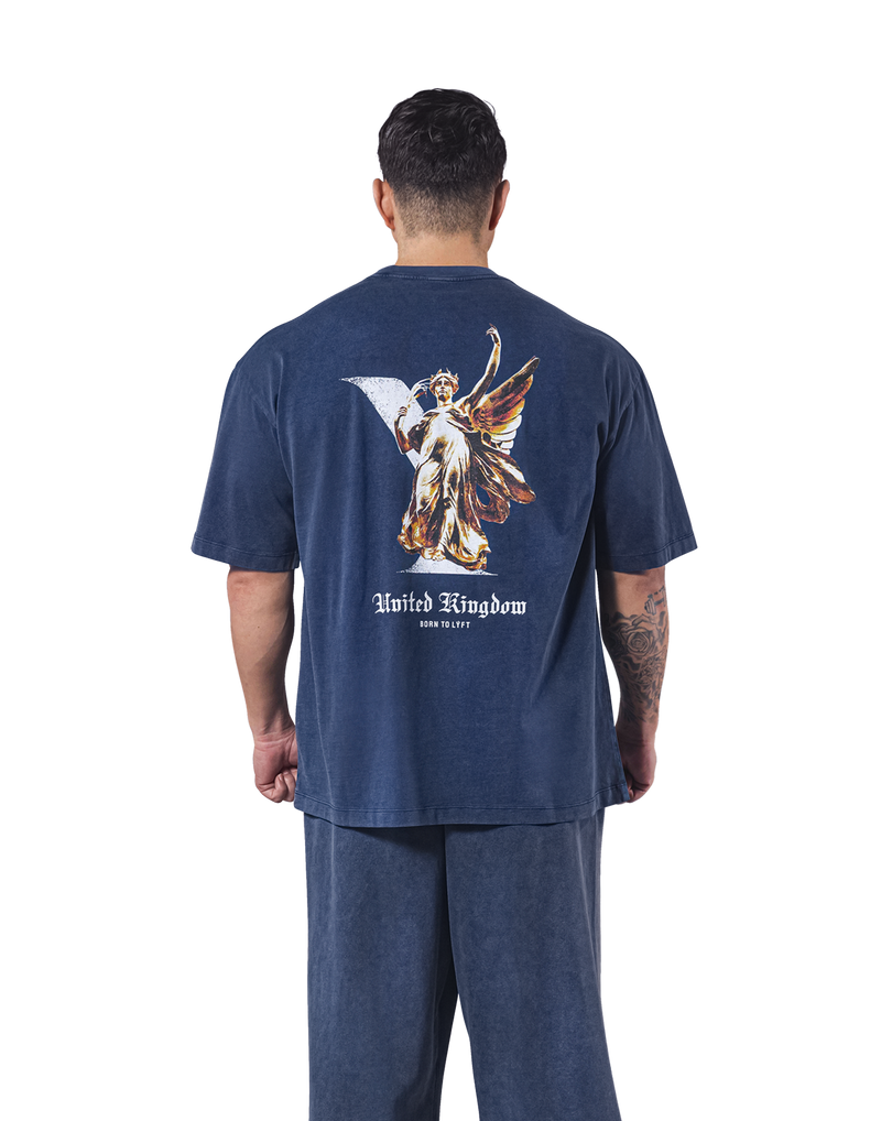 Statue Graphic Vintage Big T-Shirt - Navy