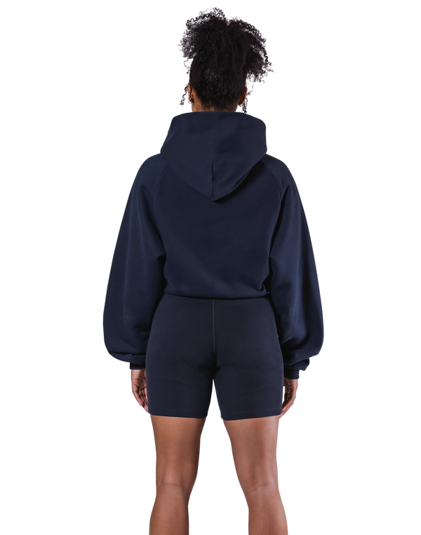 Pile Wappen Cropped Hoodie - Navy