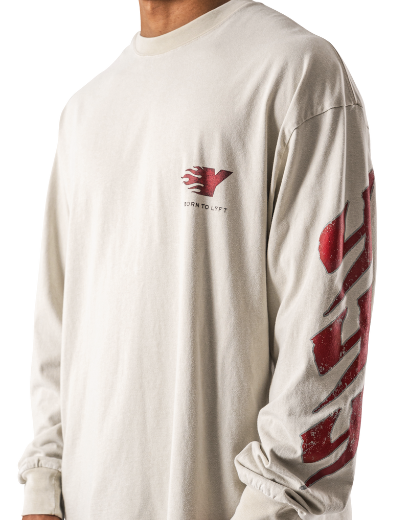 Fire Ý Graphic Long Sleeve T-Shirt - Ivory