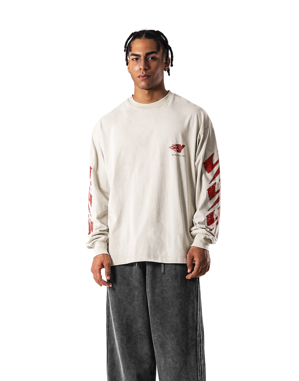 Fire Ý Graphic Long Sleeve T-Shirt - Ivory