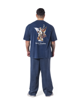 Statue Graphic Vintage Big T-Shirt - Navy