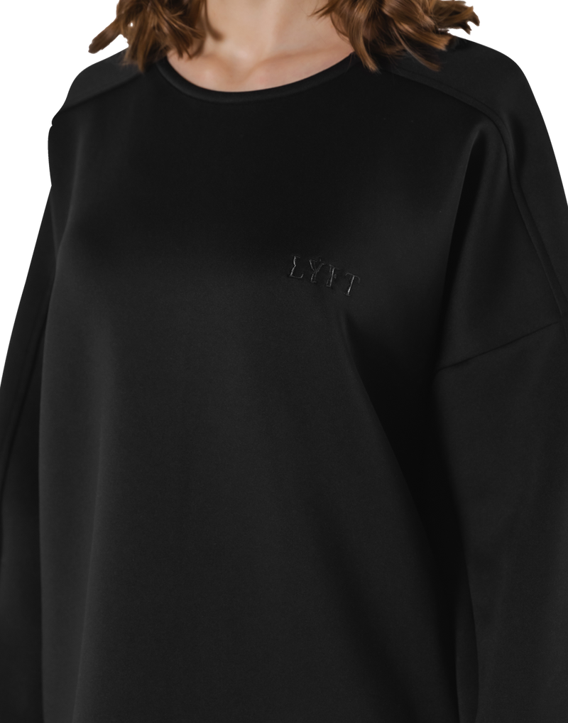 Double Knit Wide Pullover - Black