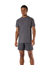 Back Mesh Stretch Slim T-Shirt - D.Grey