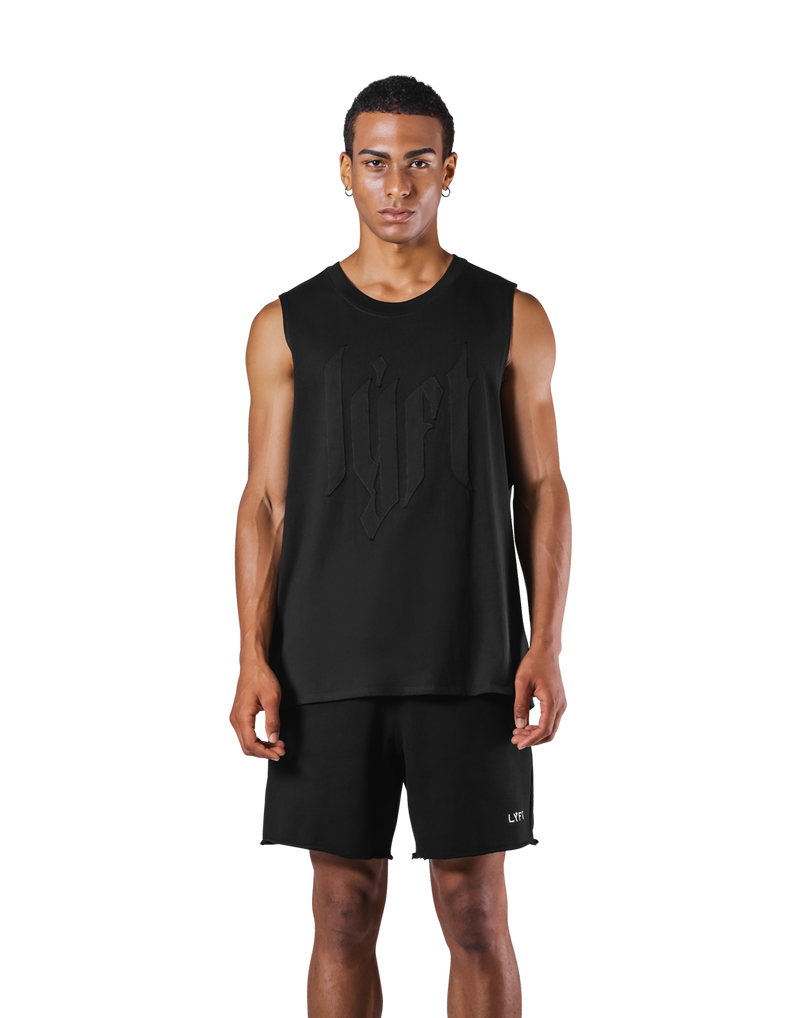 Quilt Patch Loose Fit Tanktop - Black