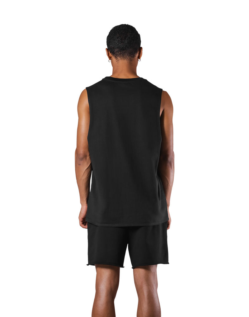 Quilt Patch Loose Fit Tanktop - Black