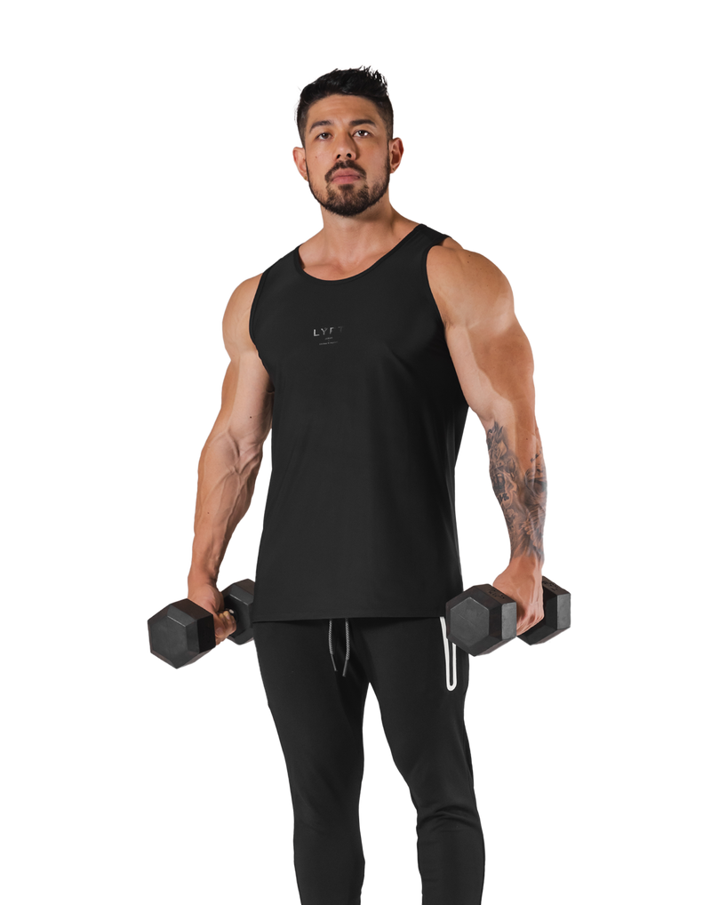 Back Mesh Stretch Standard Tanktop - Black