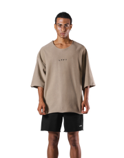 Knit Like Loose Sweat T-Shirt - Beige