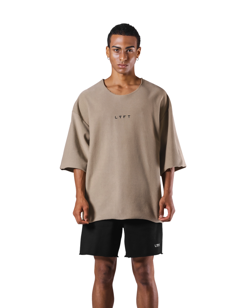 Knit Like Loose Sweat T-Shirt - Beige