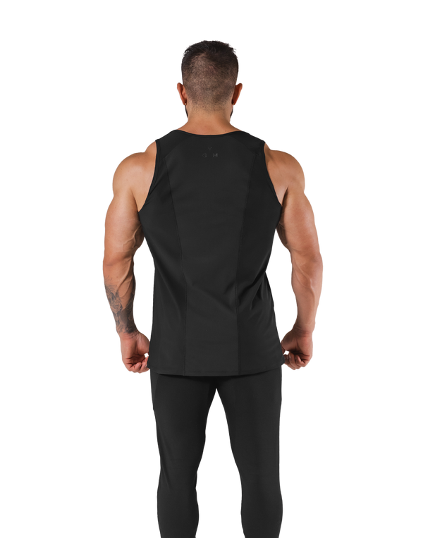 Back Mesh Stretch Standard Tanktop - Black