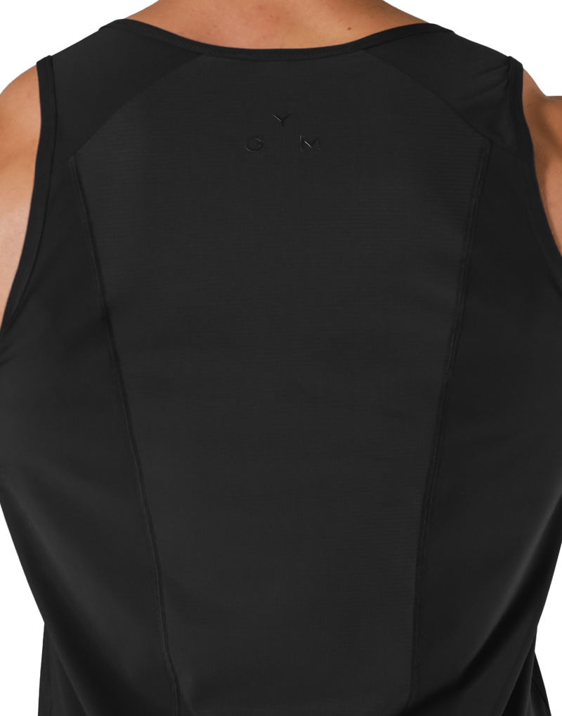 Back Mesh Stretch Standard Tanktop - Black