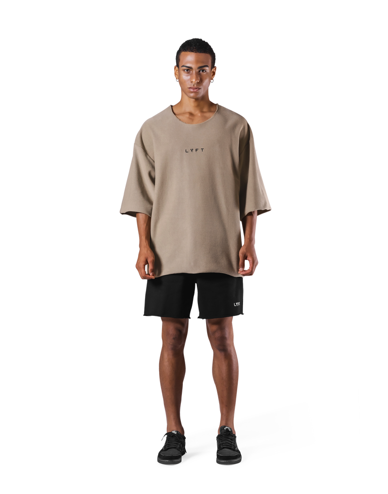 Knit Like Loose Sweat T-Shirt - Beige