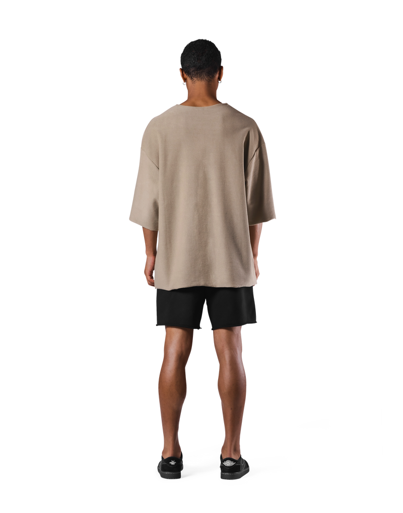 Knit Like Loose Sweat T-Shirt - Beige