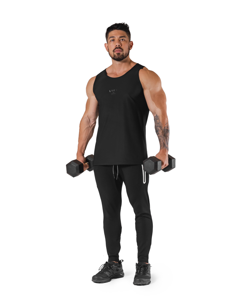 Back Mesh Stretch Standard Tanktop - Black